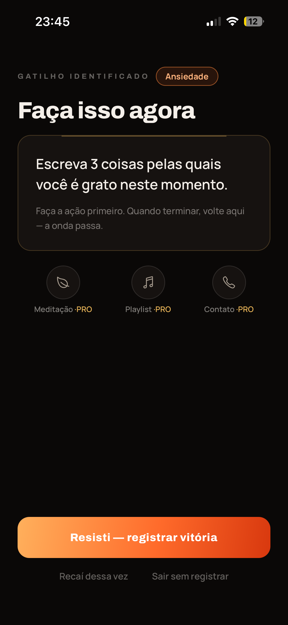 Ação imediata sugerida pelo botão de pânico